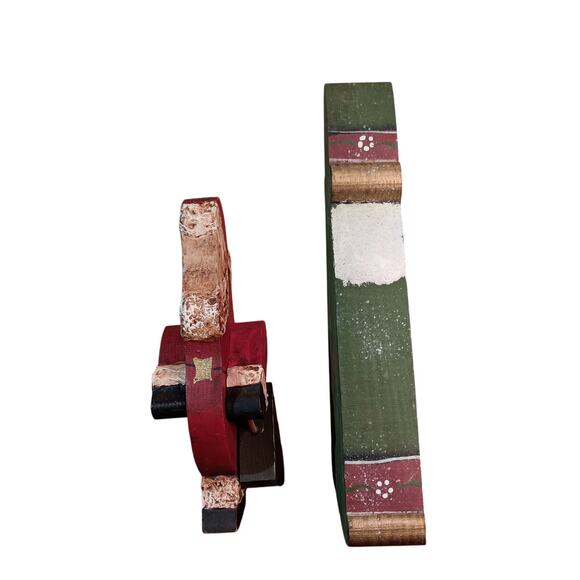 Handmade Christmas Wooden Santas Hand Painted 2 Unique, One of a Kind pieces - Picture 8 of 12